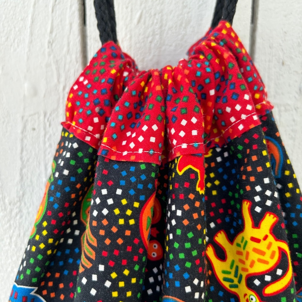 Drawstring Backpack Aboriginal Art Exotic Lizards… - image 5